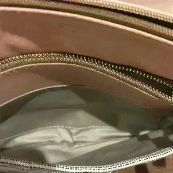 FOSSIL Issue No. 1954 Crossbody Shoulder Purse Handbag Tan with Cloth - Picture 6 of 13